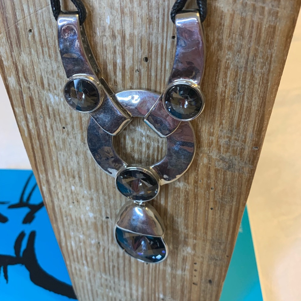 Statement Purple and Silver Fashion Necklace